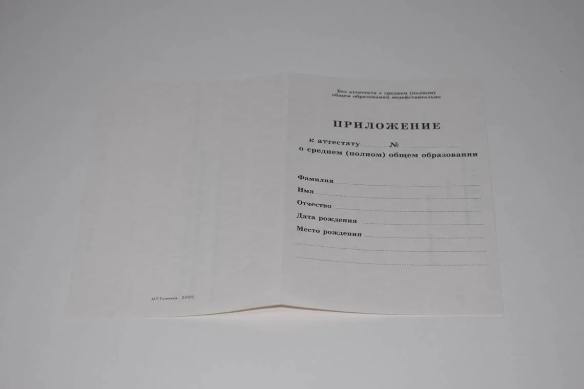 Приложение к аттестату образца с 1994 по 2007 год включительно Волгодонской школы